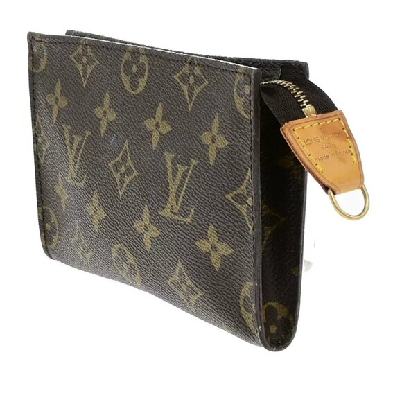 LOUIS VUITTON Logo BUCKET PM Pouch Bag Monogram Leather Brown France 60EE073 - Picture 13 of 13